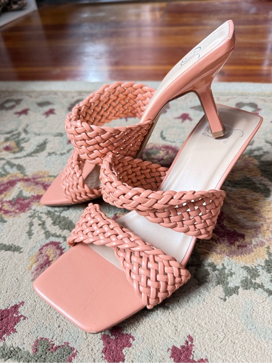 Delicious Shoes - Delicious - Braided Double-Strap High Heel Mules - Peach - Women’s 8